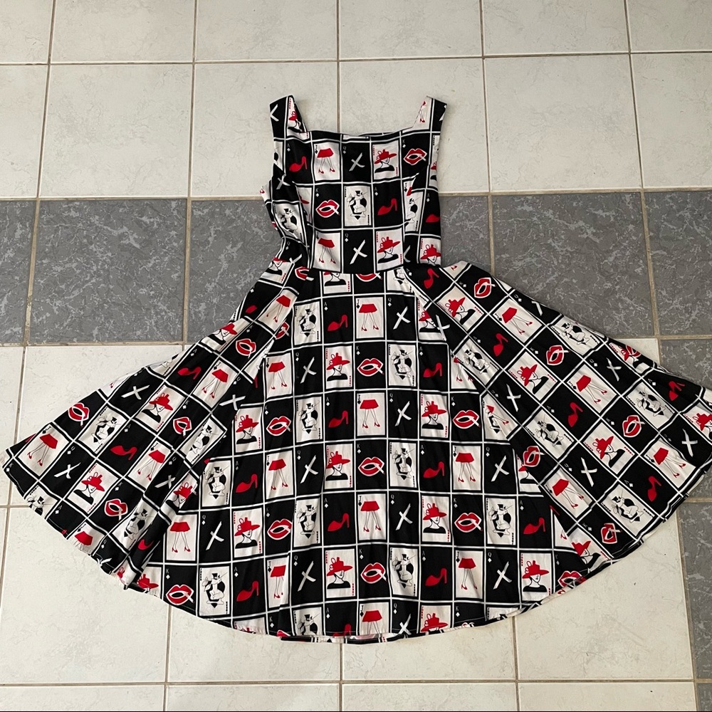 Hearts and Roses playing cards black and red Dress - Picture 3 of 5